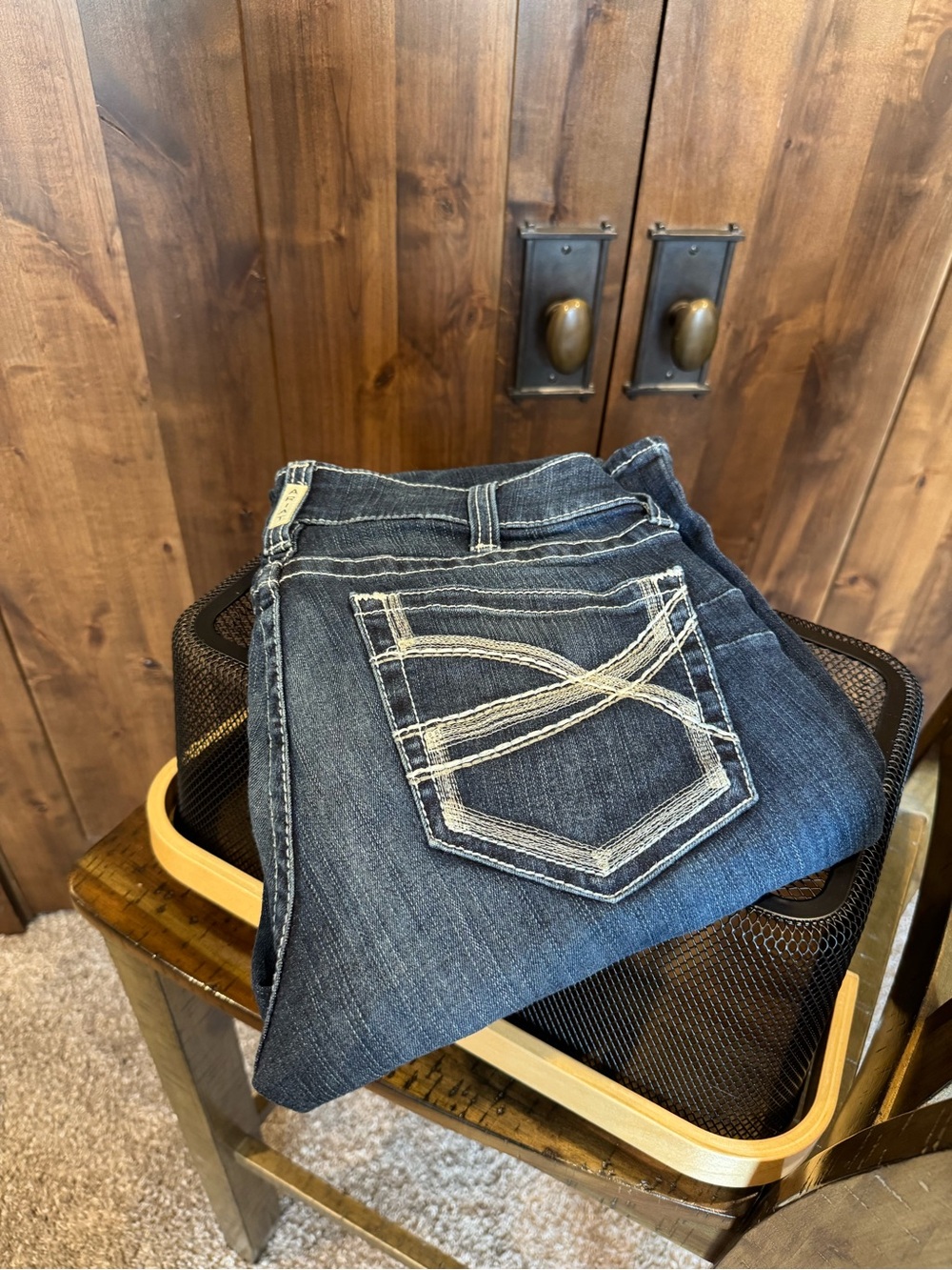 Ariat Dark Blue Straight Leg Women's Jeans with Contrast Pocket Stitching